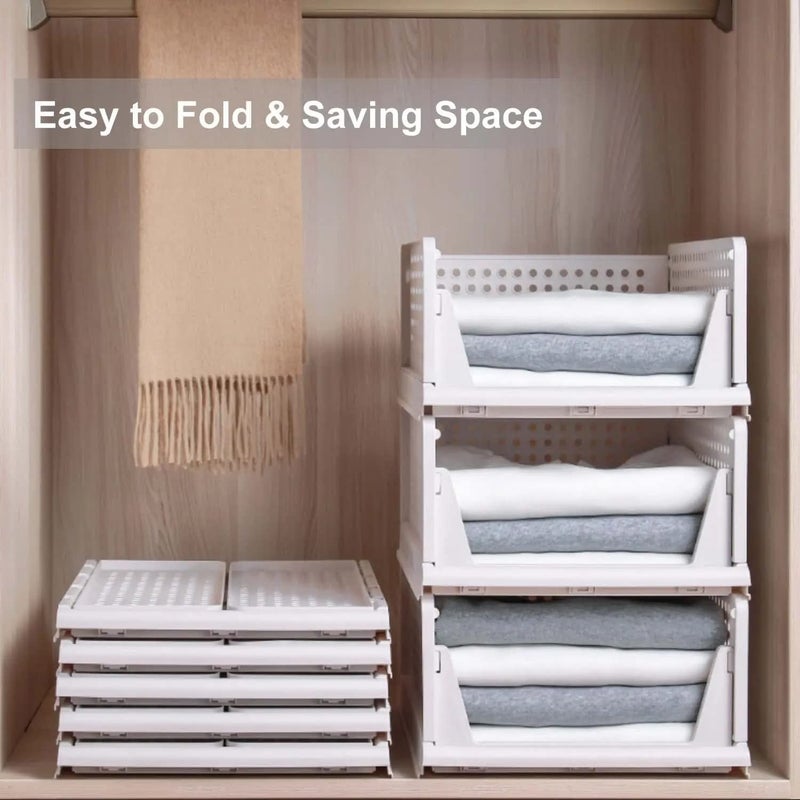 Regroots Wardrobe Organizer Foldable and Stackable Clothes Plastic Wardrobe for Clothes Storage Box almirah Organizer for Clothes Storage Small Organizer White Pack of 3 - Image 4