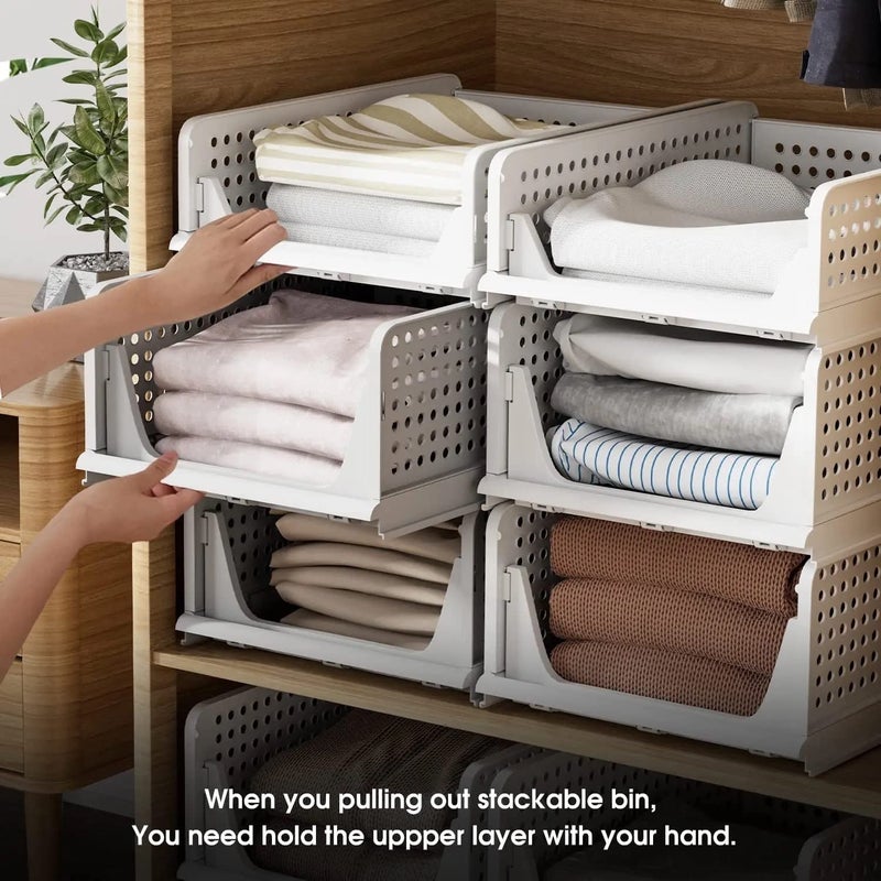Regroots Wardrobe Organizer Foldable and Stackable Clothes Plastic Wardrobe for Clothes Storage Box almirah Organizer for Clothes Storage Small Organizer White Pack of 3 - Image 5