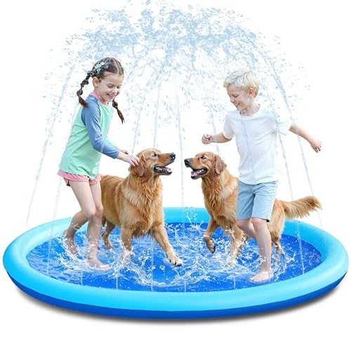 SLOOSH 72 NonSlip Splash Pad Sprinkler Outdoor Water Toys Play Mat for Toddlers Kids Dogs Outside Thickened Sprinkler Pool Party Durable Backyard Fountain for Girls Boys Pets 72in Blue - Image 1