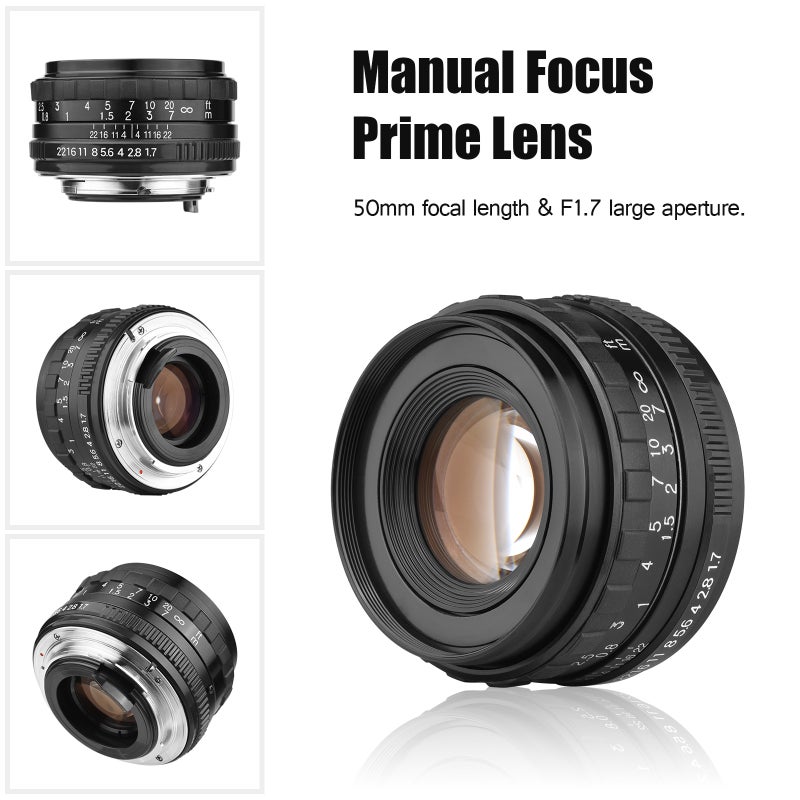 50mm F1.7 Large Aperture Camera Lens Manual Focus Lens PK Mount Replacement for Pentax K1/ K-1 Mark II Full Frame Cameras - Image 3