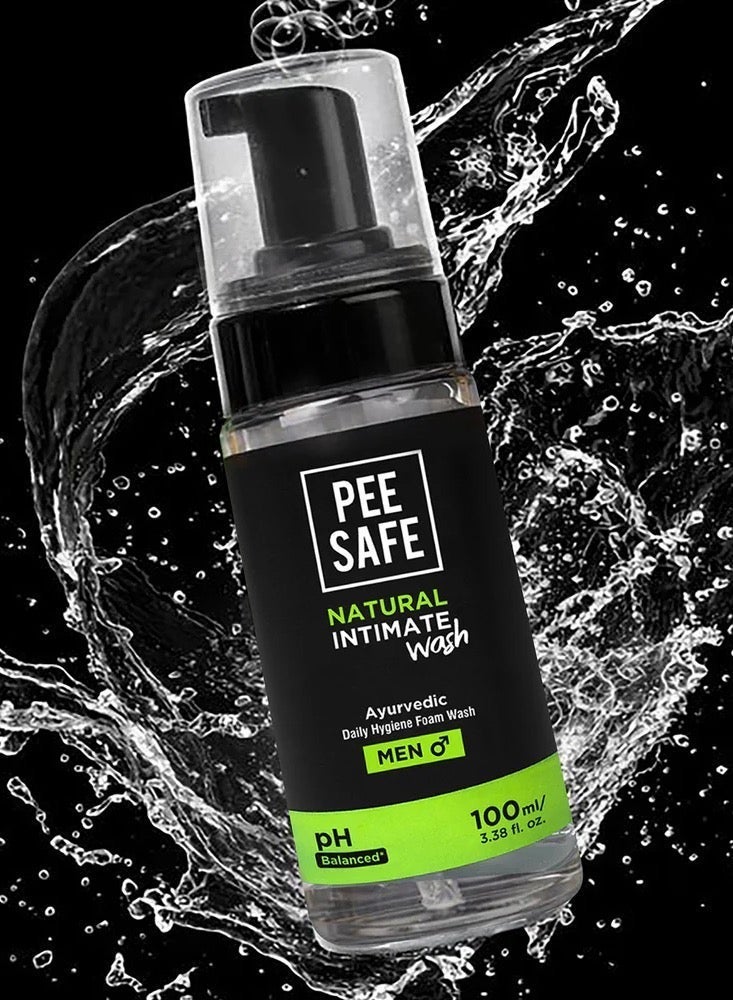 PeeSafe Natural Daily Intimate wash for men with Ayurveda Extracts, Tea Tree essential oil, Antibacterial & Antifungal, Relieves Itching & Irritation, Dermatologically Tested, 100ml - Image 1