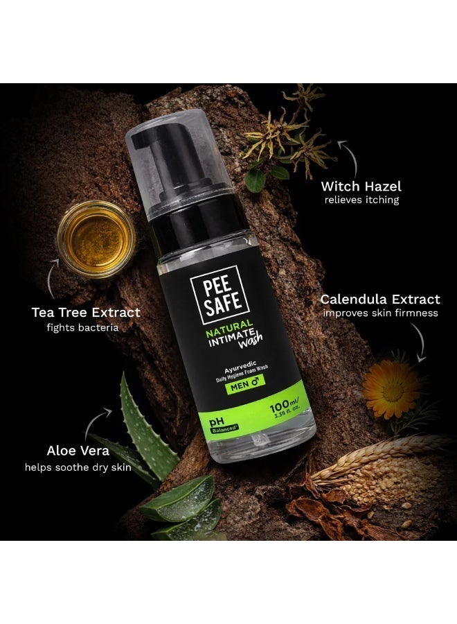 PeeSafe Natural Daily Intimate wash for men with Ayurveda Extracts, Tea Tree essential oil, Antibacterial & Antifungal, Relieves Itching & Irritation, Dermatologically Tested, 100ml - Image 2