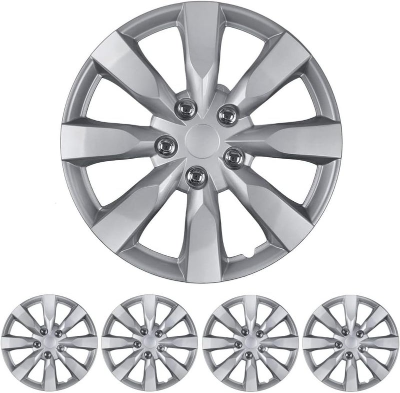 BDK (4-Pack) Premium 16" Wheel Rim Cover Hubcaps OEM Style Replacement Snap On Car Truck SUV Hub Cap - 16 Inch Set, Abs,Steel, Acrylonitrile Butadiene Styrene - Image 1