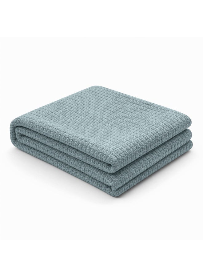 Relax Egyptian cotton Milan throw blanket,ultra-soft & lightweight with an elegant woven design ,king size 255x225 cm ,Mint Color - Image 1