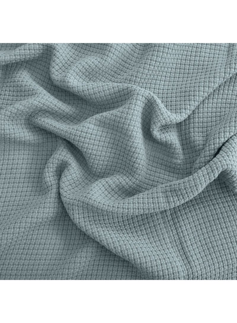 Relax Egyptian cotton Milan throw blanket,ultra-soft & lightweight with an elegant woven design ,king size 255x225 cm ,Mint Color - Image 3
