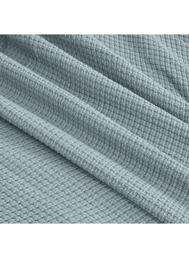 Relax Egyptian cotton Milan throw blanket,ultra-soft & lightweight with an elegant woven design ,king size 255x225 cm ,Mint Color - Image 2