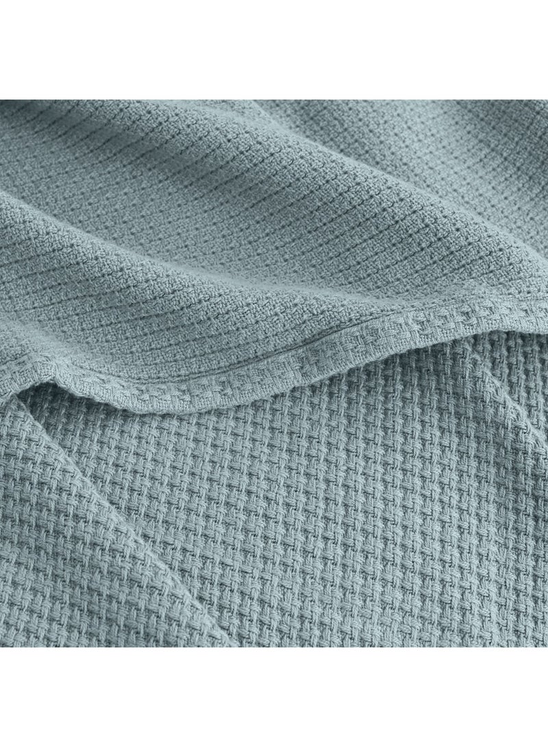 Relax Egyptian cotton Milan throw blanket,ultra-soft & lightweight with an elegant woven design ,king size 255x225 cm ,Mint Color - Image 4