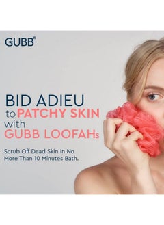 GUBB Luxe Bath Sponge Round Loofah For Women & Men Coral ; Soft & Fluffy With Multiple Layers Of Fibrous Matrix For Shower Time ; Scrub Off Dead Skin Soft Mesh Skin Friendly Gentle Exfoliation  - Image 3