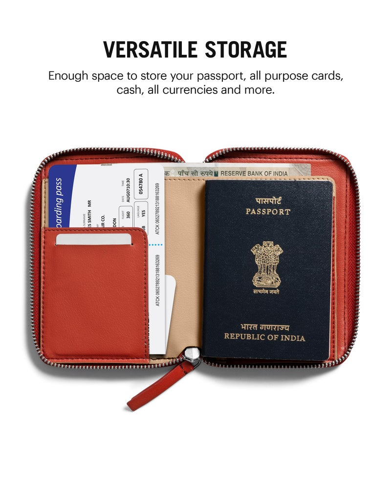 DailyObjects Check-In Travel Passport Wallet Cover for Men and Women | Passport Cover with Zip Around Closure made of Vegan Leather | Wallet Holder with Credit Debit Card Slots - Red - Image 4