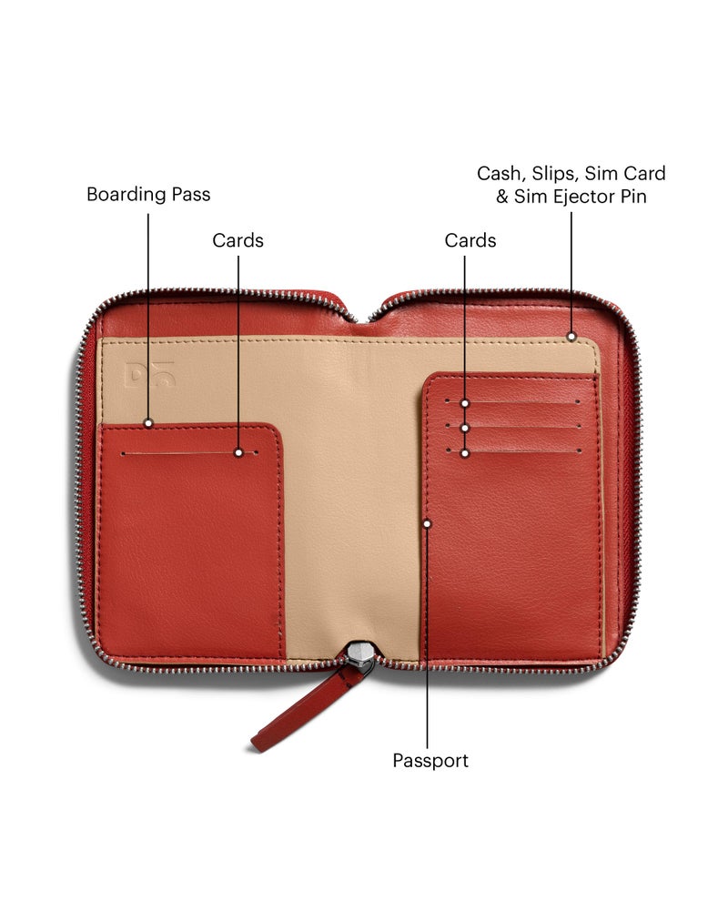 DailyObjects Check-In Travel Passport Wallet Cover for Men and Women | Passport Cover with Zip Around Closure made of Vegan Leather | Wallet Holder with Credit Debit Card Slots - Red - Image 2