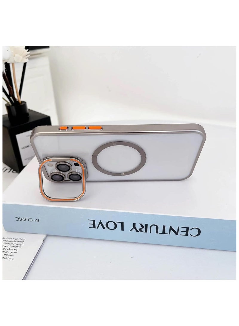 Magnetic Case For Iphone 15 Pro Max With Separate lens, Supports Mag-Safe and Lens Holder Phone Case made With Aluminum Alloy Metal Armor Protection Cover - Image 3