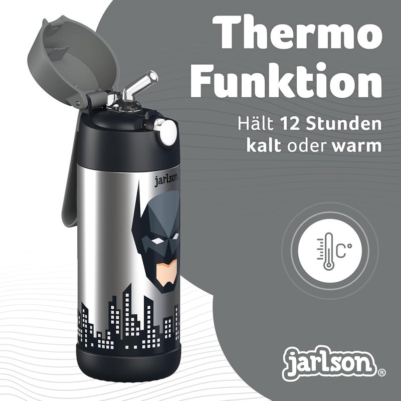 Jarlson قارورة ترمس أطفال جارلسون شارلي 350 مل [مع قشة] - قارورة فولاذية مقاومة للصدأ - ترمس للأطفال والبنات - خالية من BPA - مثالية للمدرسة والرياضة والسفر - Image 2