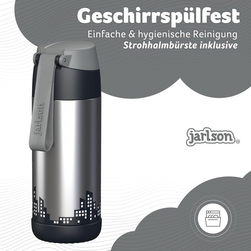 Jarlson قارورة ترمس أطفال جارلسون شارلي 350 مل [مع قشة] - قارورة فولاذية مقاومة للصدأ - ترمس للأطفال والبنات - خالية من BPA - مثالية للمدرسة والرياضة والسفر - Image 4