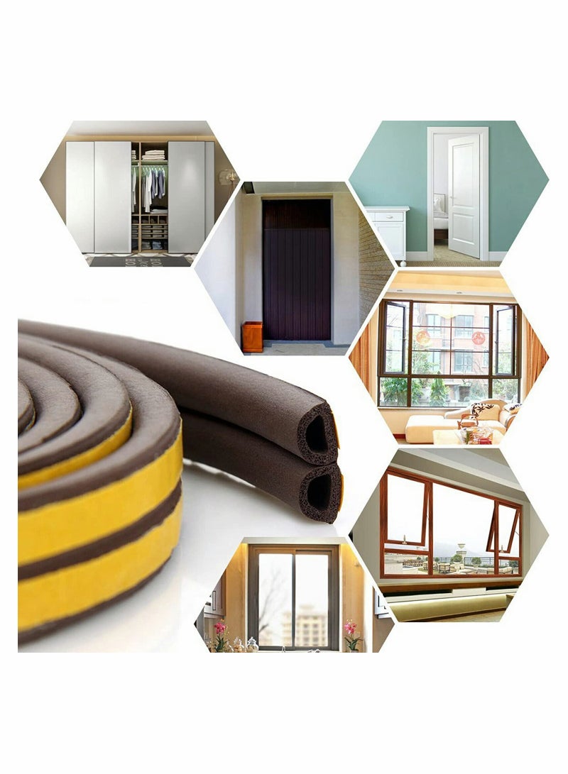 Excefore Door Seal Weather Strip, Self Adhesive 10m Rubber Seal Weather Strip Foam Tape for Doors and Windows Door Insulation Strip Foam Seal for Water-Proofing, Wind Noise Sound,  1 Roll (D-Type-Brown） - Image 4