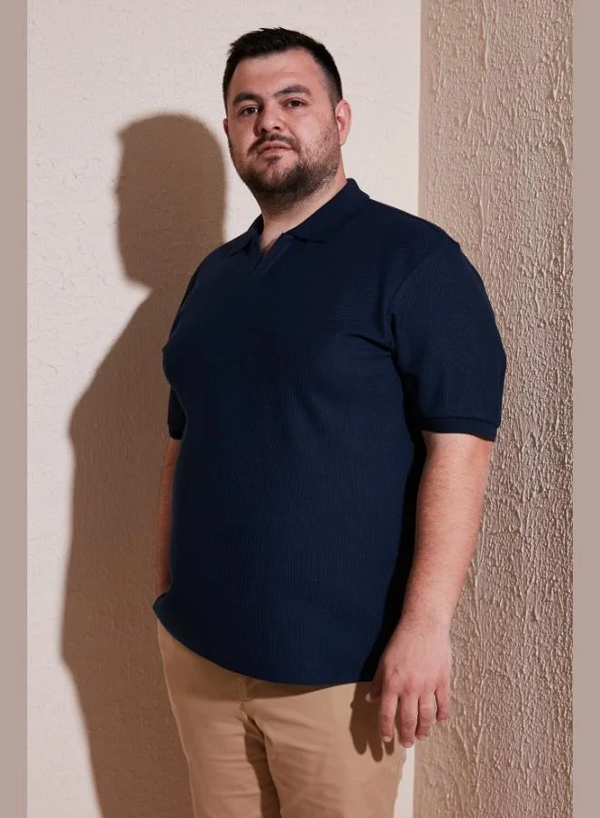 Buratti Plus Size Cotton Regular Fit Polo Collar T Shirt Men's Polo Collar T-Shirt 5902729B