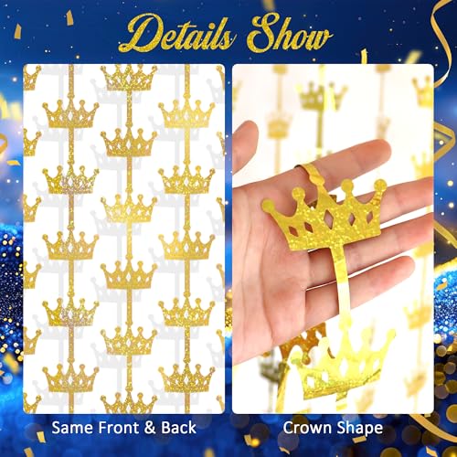 Watch Me Fly 2 Pack 3.3x6.6ft Golden Crown Foil Fringe Curtains, Glitter Sparkling Tinsel Backdrop for Prince Party Decorations, King Birthday Party, Royal Ball, Coronation Celebrations, Holiday Event Décor - Image 4