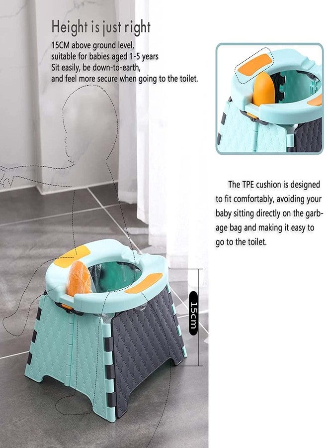 Ndola Portable Toddler Potty Toilet Foldable Car Baby Toilet with Cleaning Bag Washable Potty Chair for Home Indoor and Outdoor(Blue) - Image 4