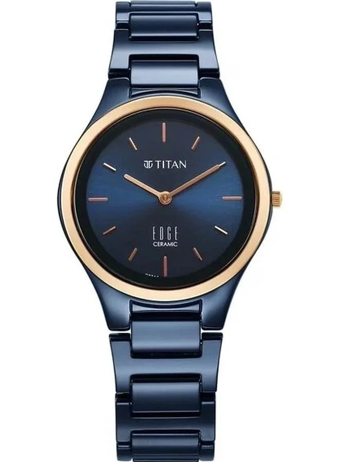 TITAN Women's Analog Display Watch With Blue Ceramic Strap - 2653KC11