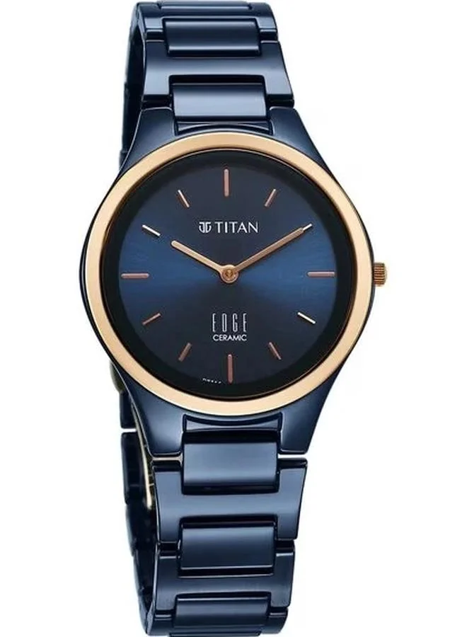 TITAN Women's Analog Display Watch With Blue Ceramic Strap - 2653KC11