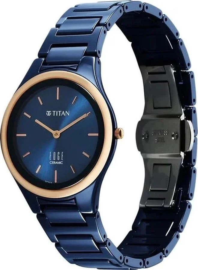 TITAN Women's Analog Display Watch With Blue Ceramic Strap - 2653KC11