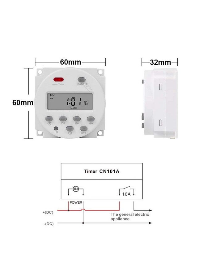 amiciTools CN101A Digital LCD Programmable Plastic Timer Switch Relay DC 12V, 16A (White) - Image 3