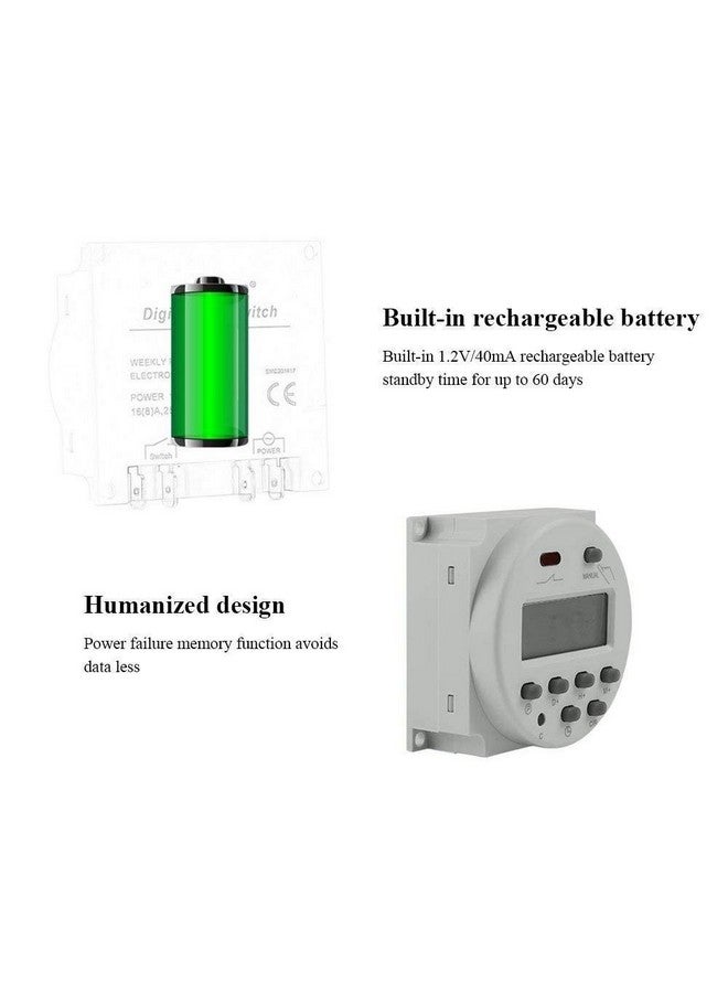 amiciTools CN101A Digital LCD Programmable Plastic Timer Switch Relay DC 12V, 16A (White) - Image 2
