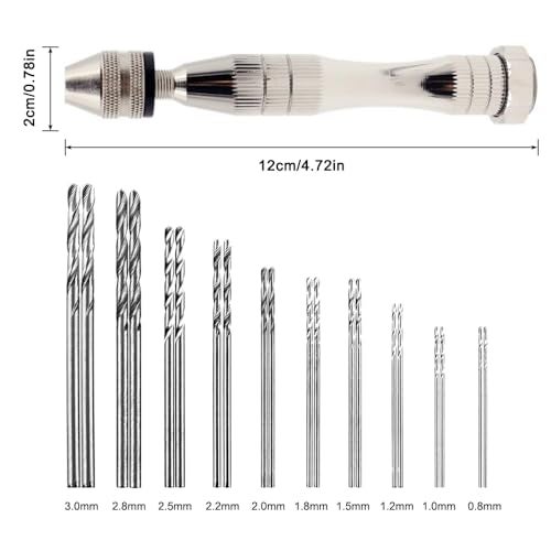 FineGood Hand Pin Vise with 20 Pcs Drill Bits, FineGood Precision Hand Drill Rotary Tool with Mini Twist Drill Bits Set for Resin Casting Molds, Jewelry Wood Plastic Making - Image 4