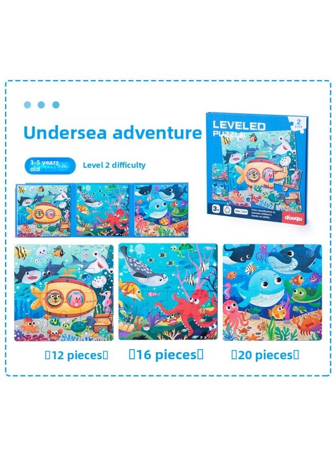 لغز مغناطيسي للأطفال ملصقات مغناطيسية تعليمية للأطفال من عمر 2-3-4 سنوات 6 أولاد وبنات ألعاب خشبية للتعليم المبكر لرياض الأطفال - اللون: كتاب تعويذة مغناطيسي ثلاثة في واحد 0.45 كجم استكشاف قاع البحر - Image 1