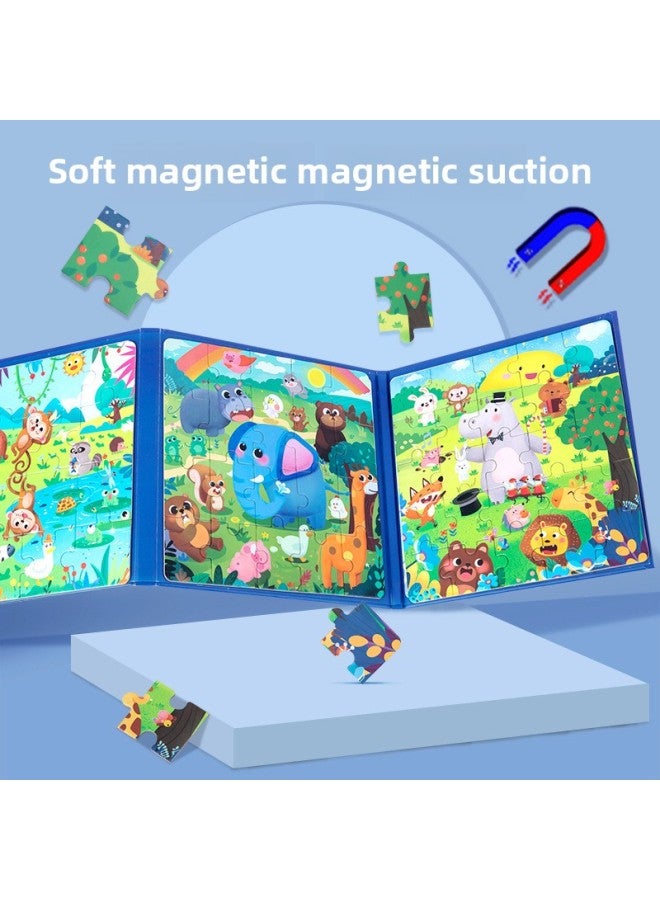 لغز مغناطيسي للأطفال ملصقات مغناطيسية تعليمية للأطفال من عمر 2-3-4 سنوات 6 أولاد وبنات ألعاب خشبية للتعليم المبكر لرياض الأطفال - اللون: كتاب تعويذة مغناطيسي ثلاثة في واحد 0.45 كجم استكشاف قاع البحر - Image 3