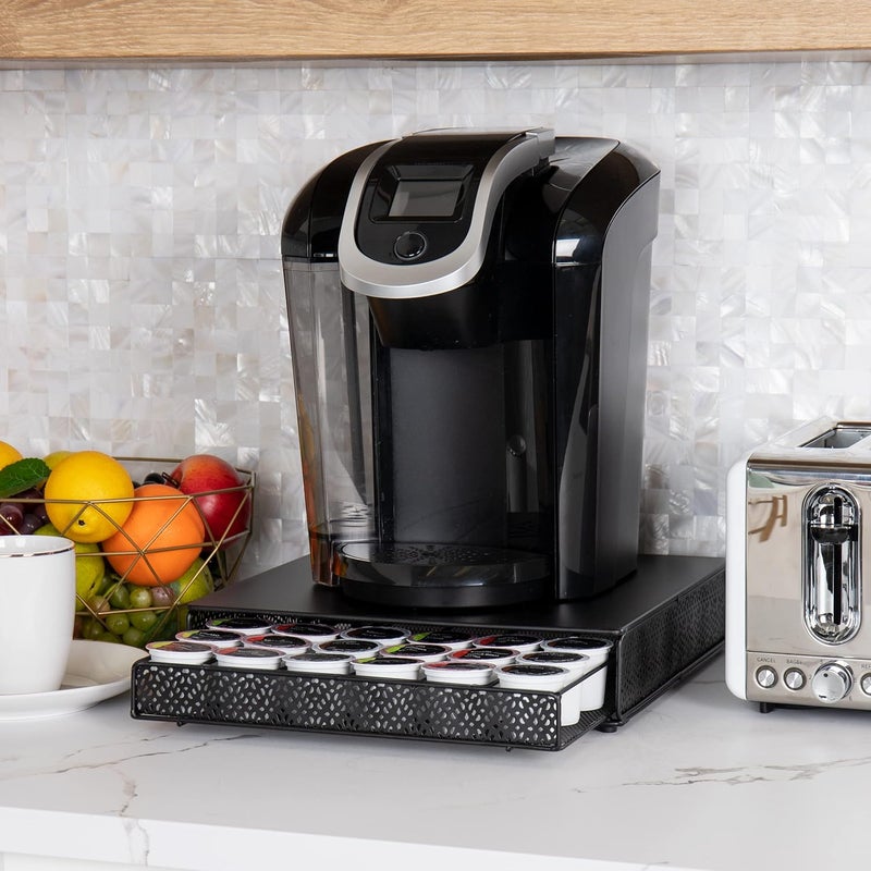 Mind Reader درج كبسولات القهوة الفردية، سعة 36 كبسولة، منظم سطح الطاولة، معدني، 12.75"L x 13"W x 3"H، أسود - Image 2