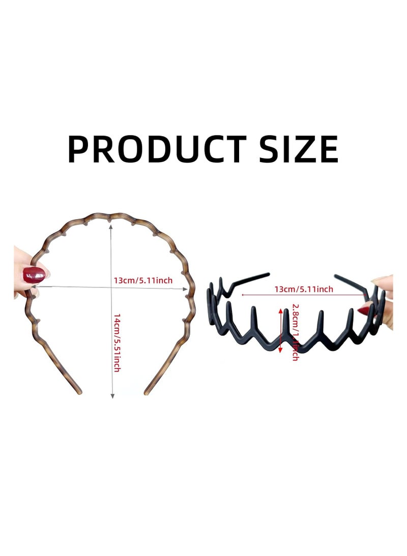 أوزيغالور 2 قطعة عصابات رأس متعرجة مع أسنان، مشط شعر بلاستيكي متموج للنساء والرجال والفتيات، إكسسوارات شعر سوداء. - Image 2