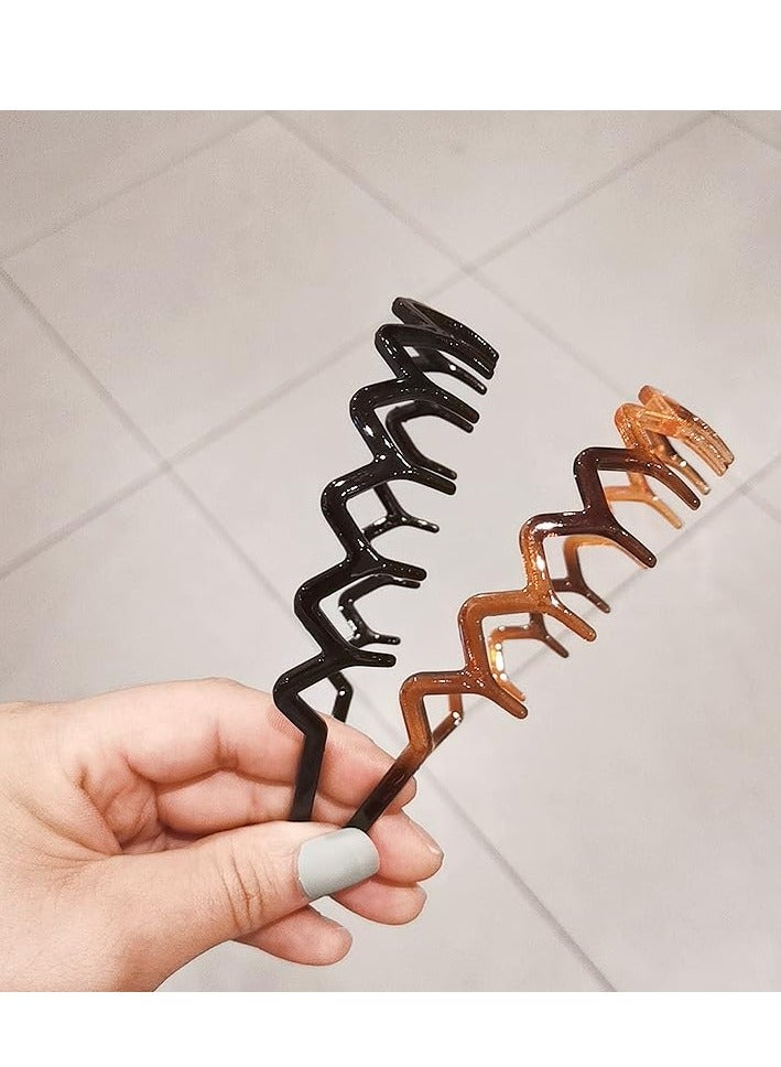 أوزيغالور 2 قطعة عصابات رأس متعرجة مع أسنان، مشط شعر بلاستيكي متموج للنساء والرجال والفتيات، إكسسوارات شعر سوداء. - Image 3