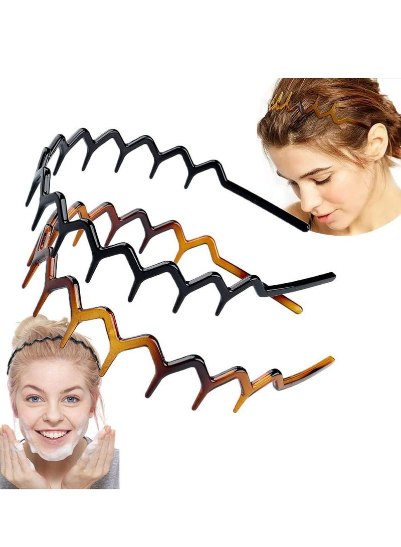 أوزيغالور 2 قطعة عصابات رأس متعرجة مع أسنان، مشط شعر بلاستيكي متموج للنساء والرجال والفتيات، إكسسوارات شعر سوداء. - Image 4