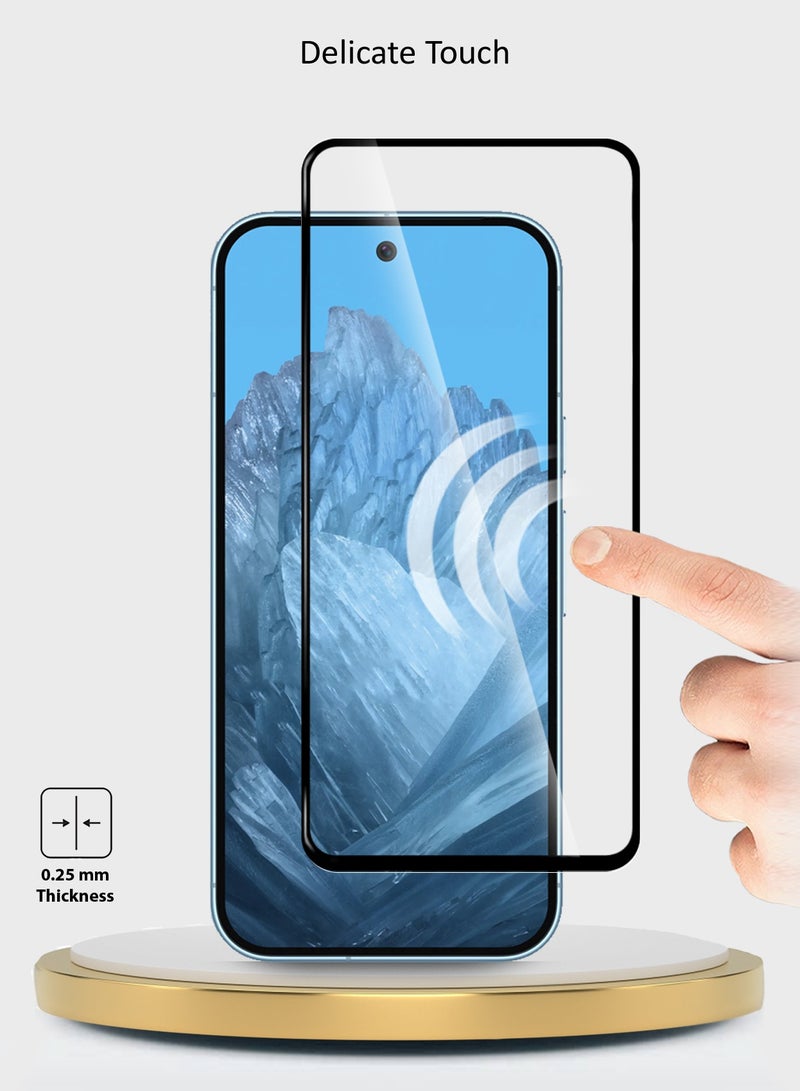 Wtech Google Pixel 9 Pro 5G 2024 Premium E2E Full Glue Full Cover Tempered Glass Screen Protector - (MSGECN) Clear/Black - Image 3