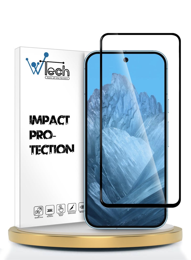 Wtech Google Pixel 9 Pro 5G 2024 Premium E2E Full Glue Full Cover Tempered Glass Screen Protector - (MSGECN) Clear/Black - Image 1