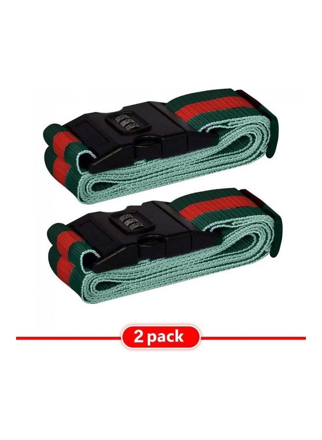 2-Piece 3-Digit Lock Combination Luggage Belt Set Green/Red