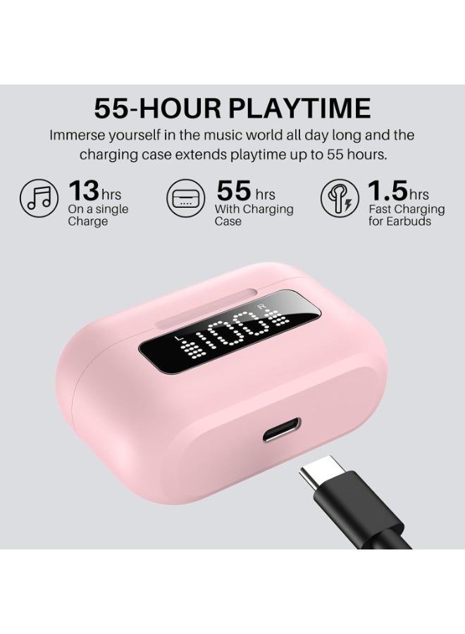 TOZO Hybrid Active Noise Cancelling Wireless Earbuds, 6 Mics Smart Noise Cancelling 55H Playtime, 32 Preset EQs via APP, Bluetooth 5.3 ENC AI Call, IPX8 Waterproof Headphones with SmartPow LED Display - Image 4