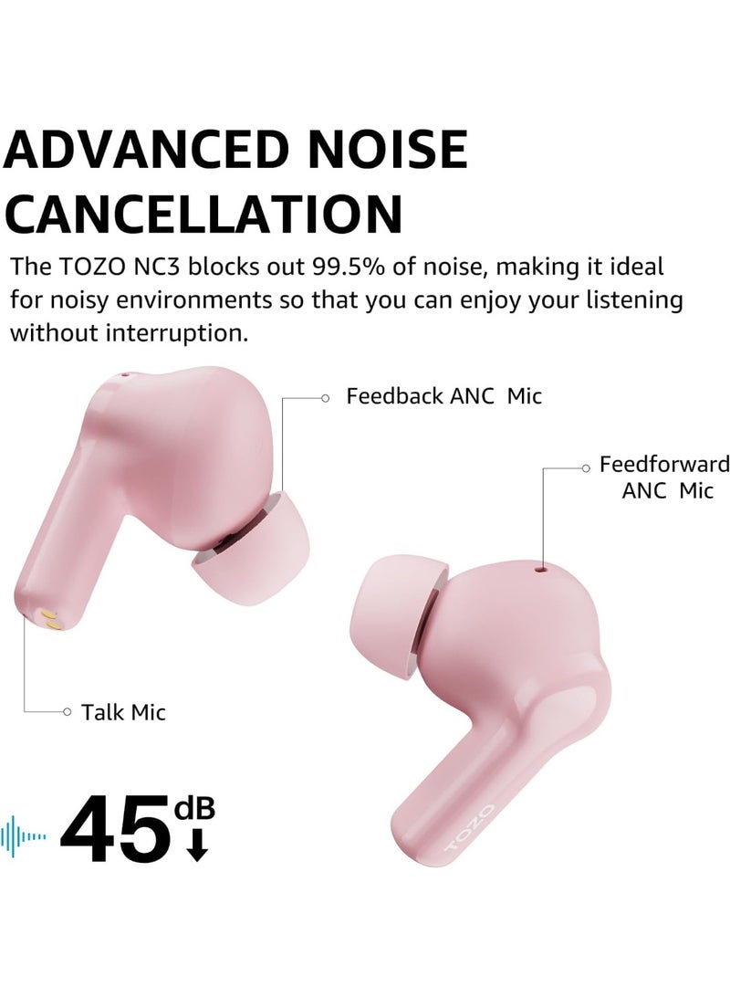 TOZO Hybrid Active Noise Cancelling Wireless Earbuds, 6 Mics Smart Noise Cancelling 55H Playtime, 32 Preset EQs via APP, Bluetooth 5.3 ENC AI Call, IPX8 Waterproof Headphones with SmartPow LED Display - Image 3