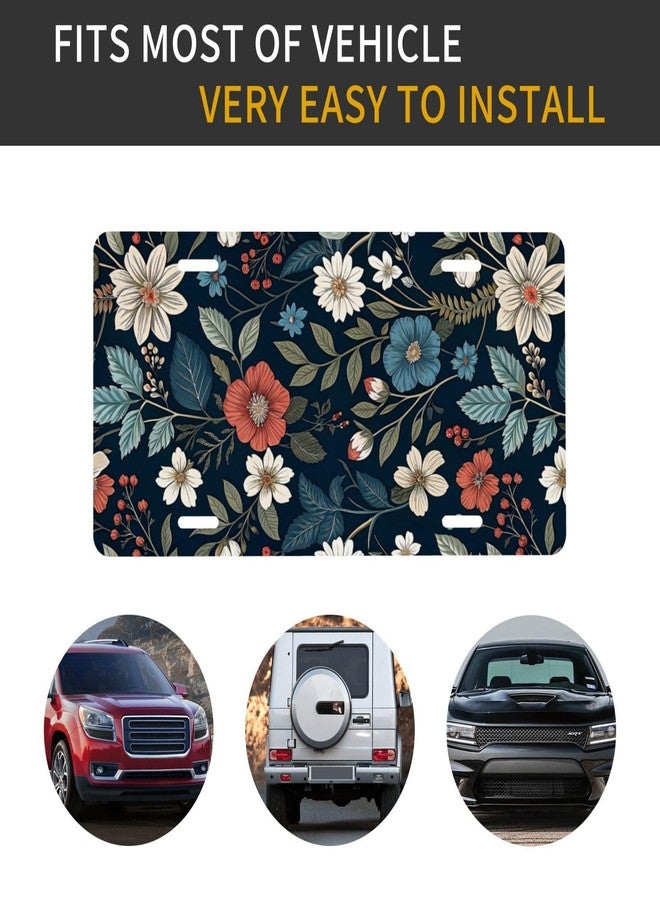CTVSLFU Front License Plate Cover - Aluminum Metal Car Accessory, Rust-Proof Novelty Vanity Tag Decor for Men & Women, 6x12 with 4 Holes - 047 Vintage Flowers - Image 4