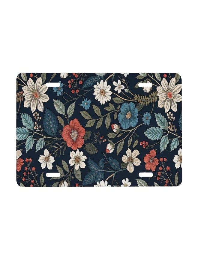 CTVSLFU Front License Plate Cover - Aluminum Metal Car Accessory, Rust-Proof Novelty Vanity Tag Decor for Men & Women, 6x12 with 4 Holes - 047 Vintage Flowers - Image 1