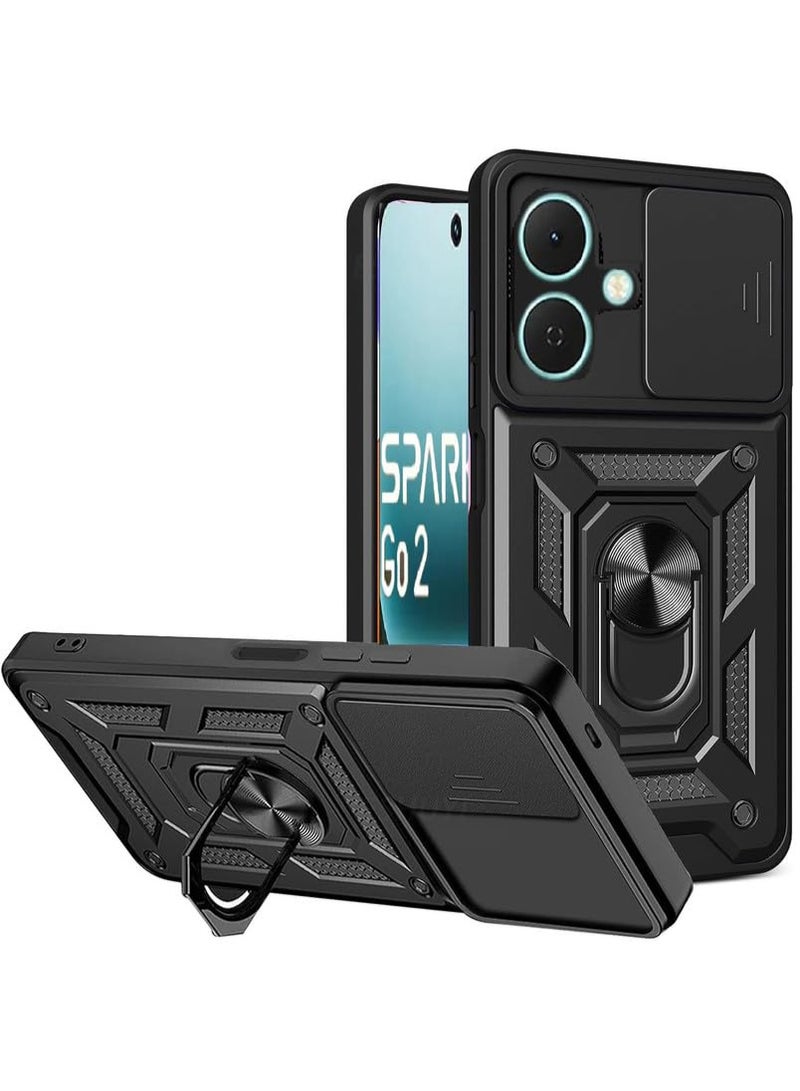 جراب Infinix smart 10 كام شيلد مقاوم للصدمات والخدوش حماية كاملة بتصميم جذاب مع غطاء للكاميرا وحلقة معدنية متعدد الوظائف لهاتف انفينكس سمارت 10 (Infinix smart 10 cover)