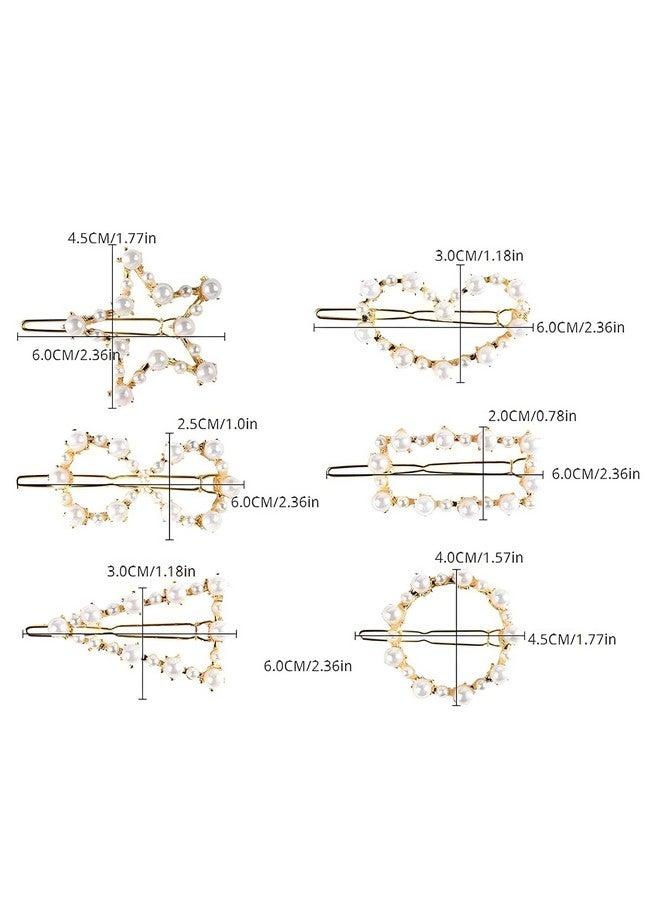 ANNACREATIONS Korean Style Gold Metal Pearl Geometric Stone Lock Hair Pins Hair Clip Hair Accessories Jewellery for Women And Girls (Pack of 12 Pcs) - Image 3