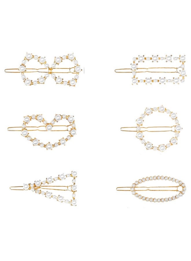 ANNACREATIONS Korean Style Gold Metal Pearl Geometric Stone Lock Hair Pins Hair Clip Hair Accessories Jewellery for Women And Girls (Pack of 12 Pcs) - Image 1