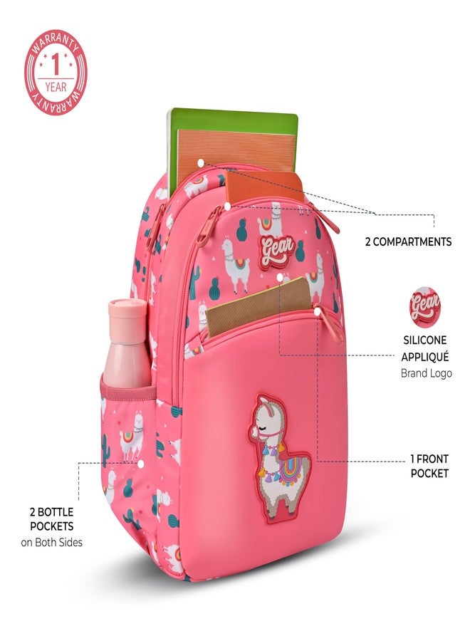 جير حقيبة ظهر جير لاما 15 بوصة/21 لتر صغيرة مقاومة للماء، حقيبة مدرسية/حقيبة ظهر عادية/حقيبة يومية/حقيبة أطفال للأولاد/البنات (وردي-أخضر) - Image 4