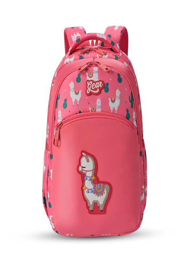 جير حقيبة ظهر جير لاما 15 بوصة/21 لتر صغيرة مقاومة للماء، حقيبة مدرسية/حقيبة ظهر عادية/حقيبة يومية/حقيبة أطفال للأولاد/البنات (وردي-أخضر) - Image 1