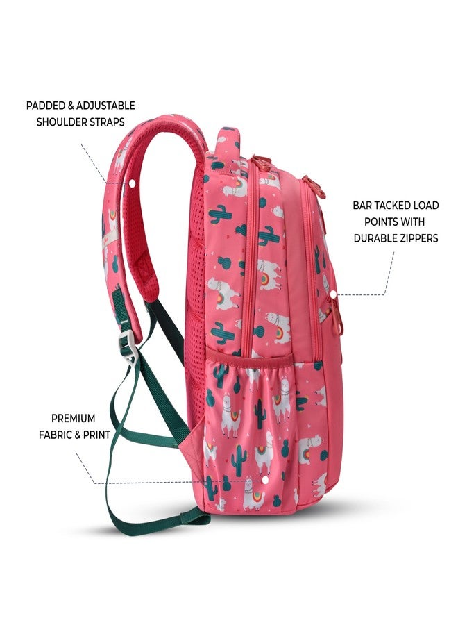 جير حقيبة ظهر جير لاما 15 بوصة/21 لتر صغيرة مقاومة للماء، حقيبة مدرسية/حقيبة ظهر عادية/حقيبة يومية/حقيبة أطفال للأولاد/البنات (وردي-أخضر) - Image 3