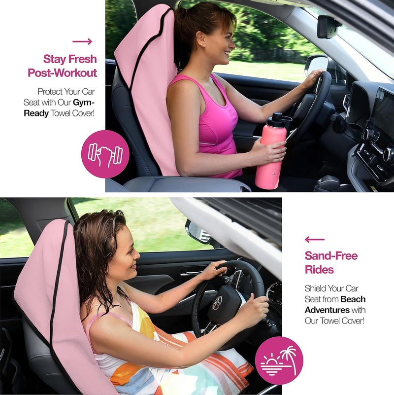 lebogner General compatible design Waterproof Sweating Car Seat Cover for Post Gym Workout, Running, Swimming, Beach and Hiking, Universal Fit Anti-Slip Bucket Seat Protector for Cars, SUVs and Trucks, Machine Washable, Pink Labor saving optimized design - Image 3