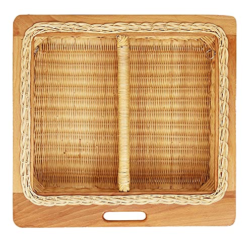 Akway Wicker basket for Modular Kitchen | Pull out Wicker Basket for | Onion Patoto basket for Kitchen (With Partition, 16.5"W (414mm) Including Channel x 16"D x 8"H) - Image 1