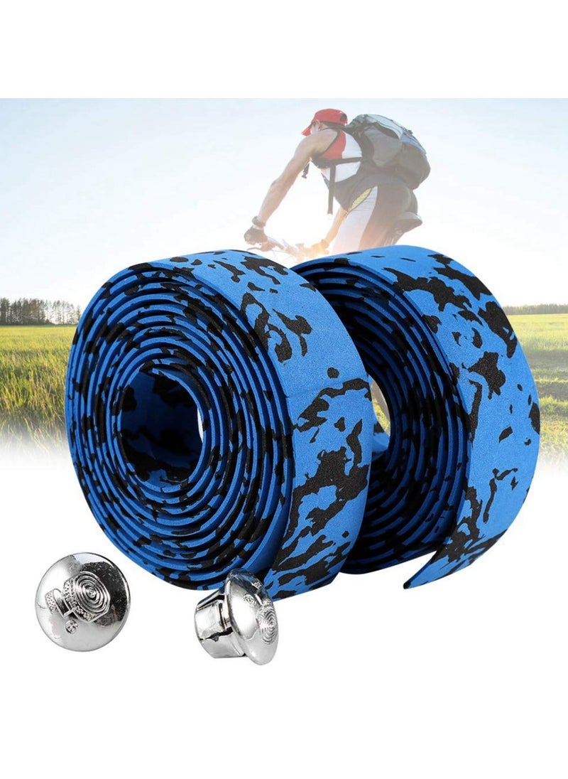 Bike Handlebar Tape Bandage, Soft Bicycle Bar Tape Handle Wrap with 2 Bar Plugs for Touring Cycling and Road Racing 2PCS Per Set (Blue+Black) - pzsku/ZAC2E55DE67995CE7B8E5Z/45/_/1733857723/b4519b62-e000-469d-97d2-11dfe2fa49ee