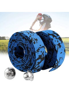 Goolsky Bike Handlebar Tape Bandage, Soft Bicycle Bar Tape Handle Wrap with 2 Bar Plugs for Touring Cycling and Road Racing 2PCS Per Set (Blue+Black)  - Image 2
